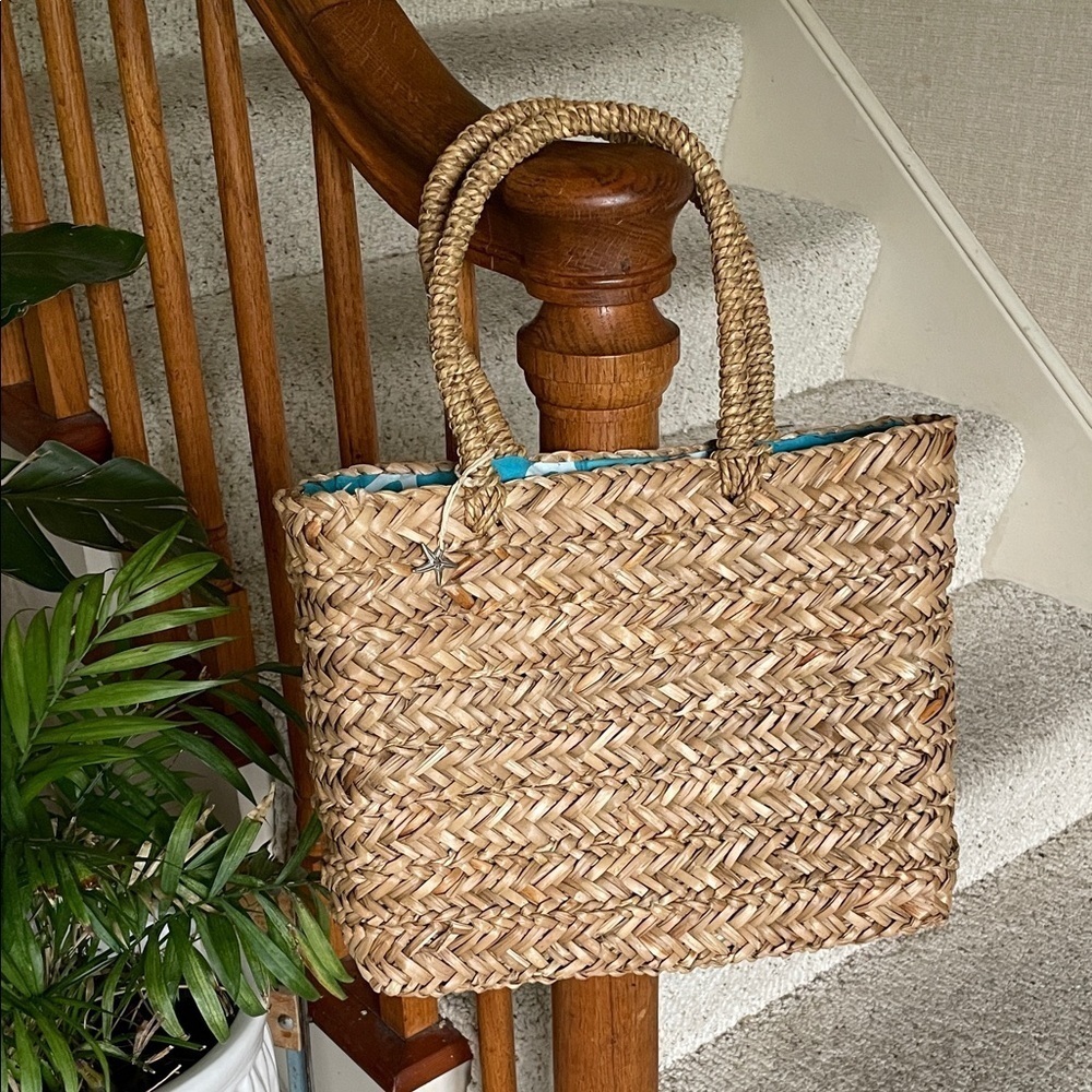 Natural Woven Bohemian Tote Bag Starfish Inside